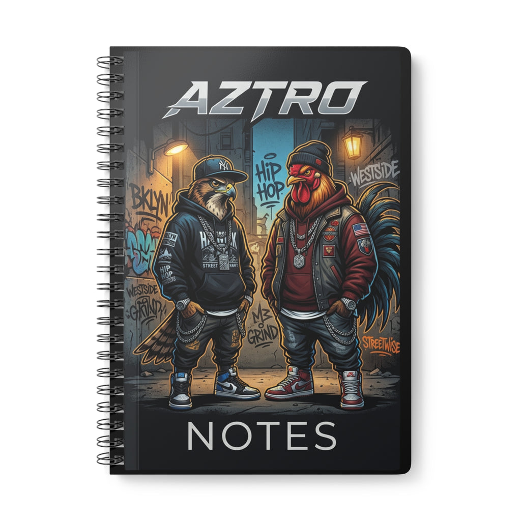 Cuaderno de espiral A5 — Notas de arte callejero de gallo de hip-hop 'AZTRO'