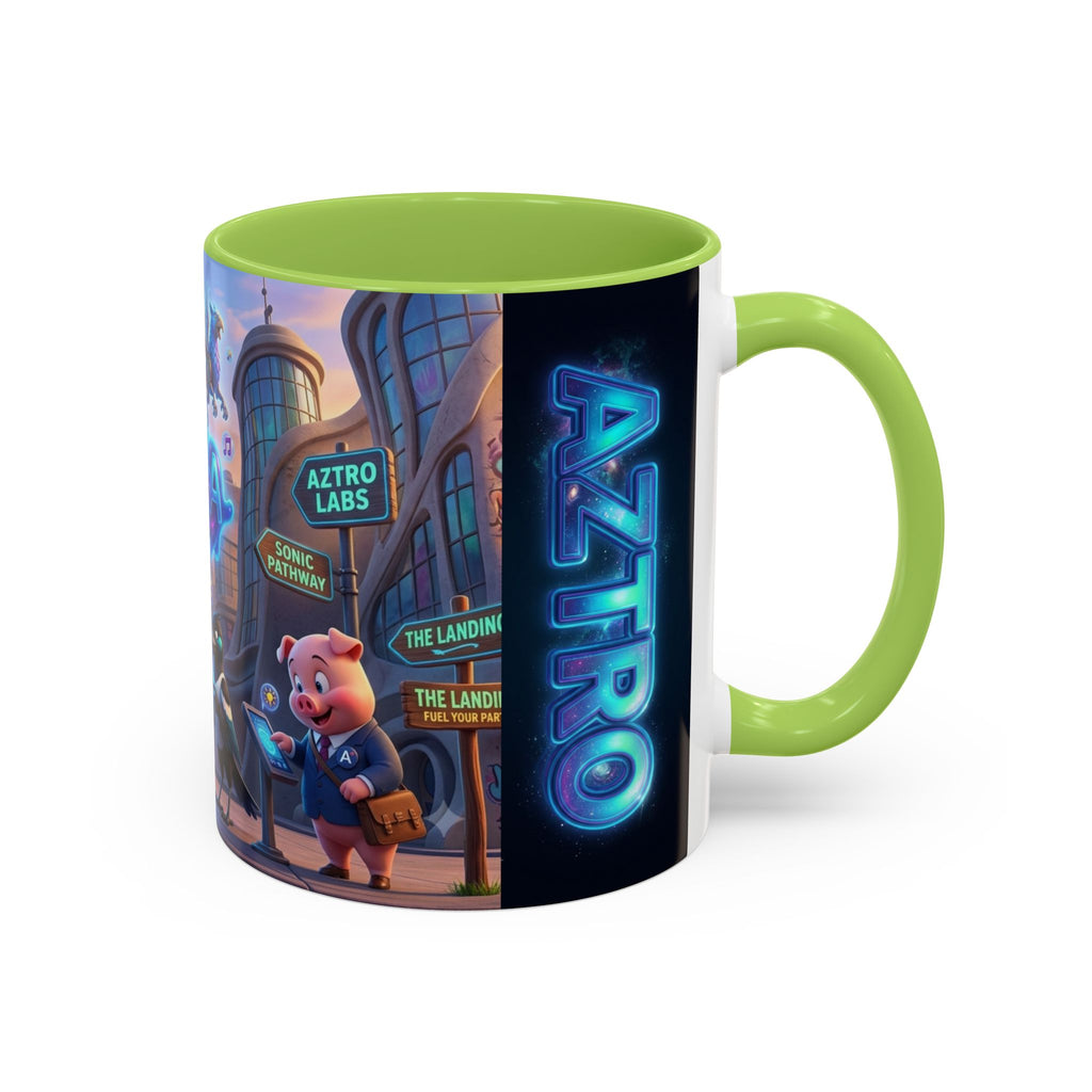 Aztro Labs Fantasy City Coffee Mug — Neon Style Creatures Design