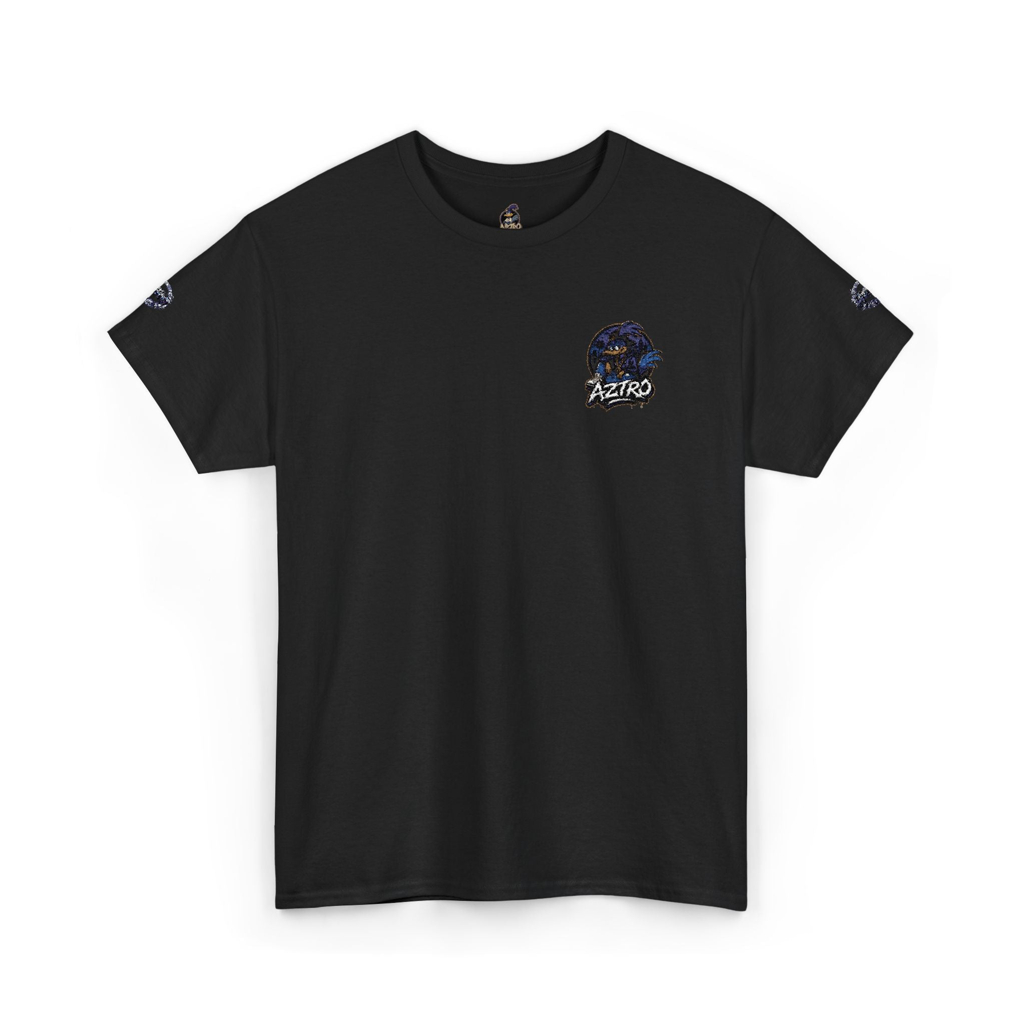 Camiseta de cuello redondo clásica amarilla de AZTRO — Camiseta de algodón lisa