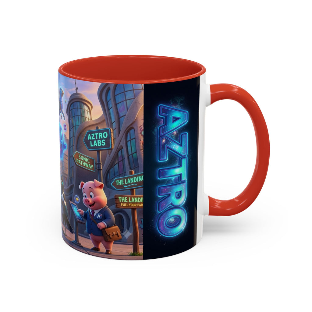 Aztro Labs Fantasy City Coffee Mug — Neon Style Creatures Design