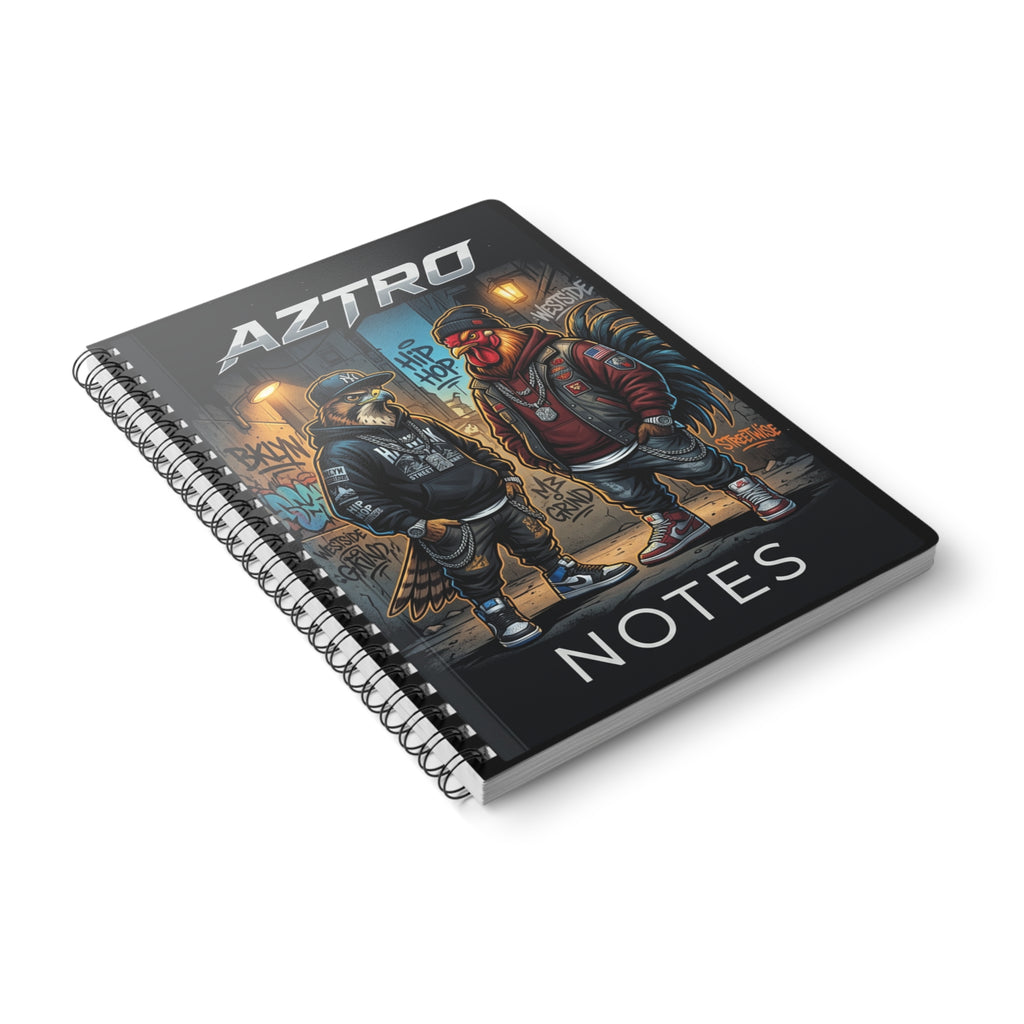 Cuaderno de espiral A5 — Notas de arte callejero de gallo de hip-hop 'AZTRO'