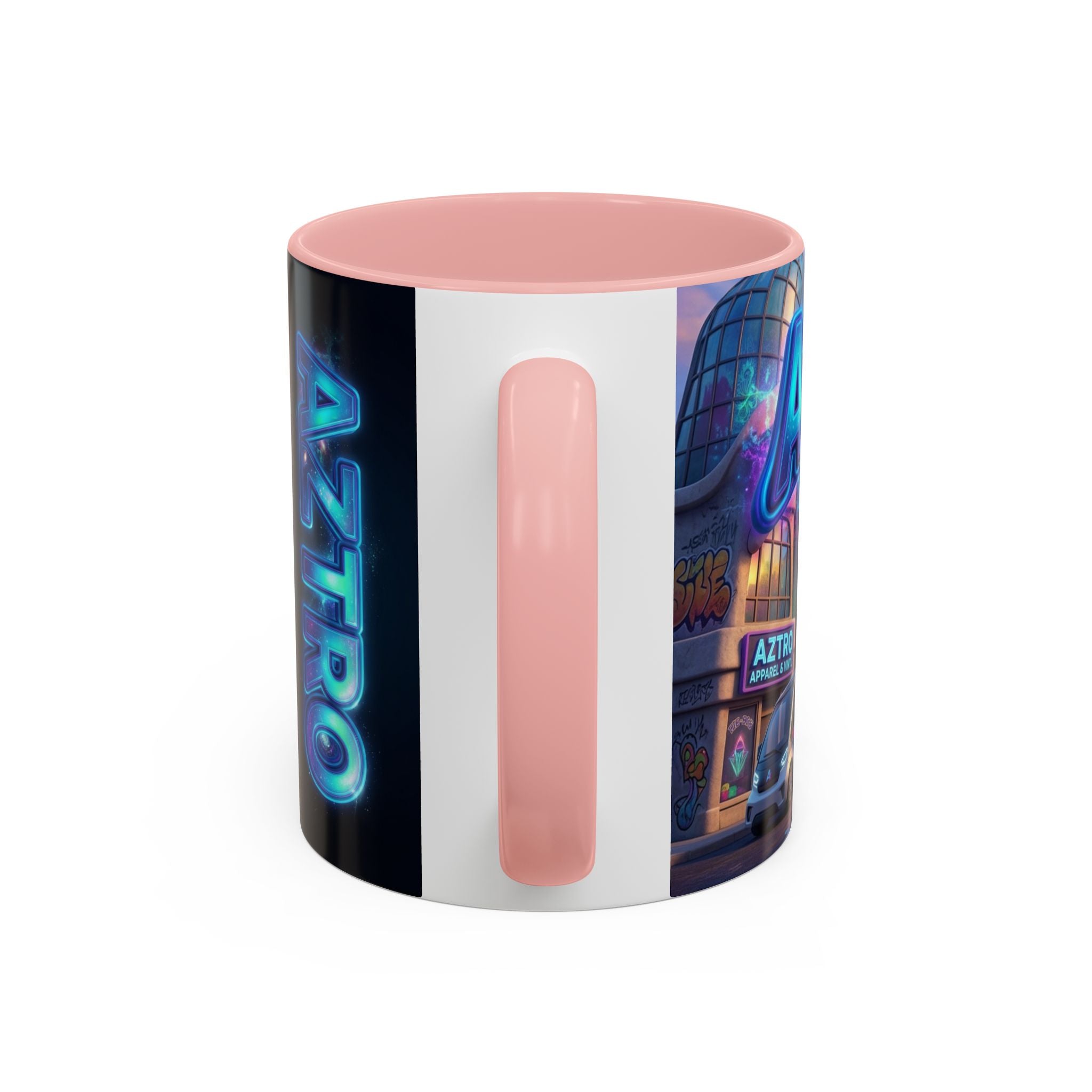 Aztro Labs Fantasy City Coffee Mug — Neon Style Creatures Design