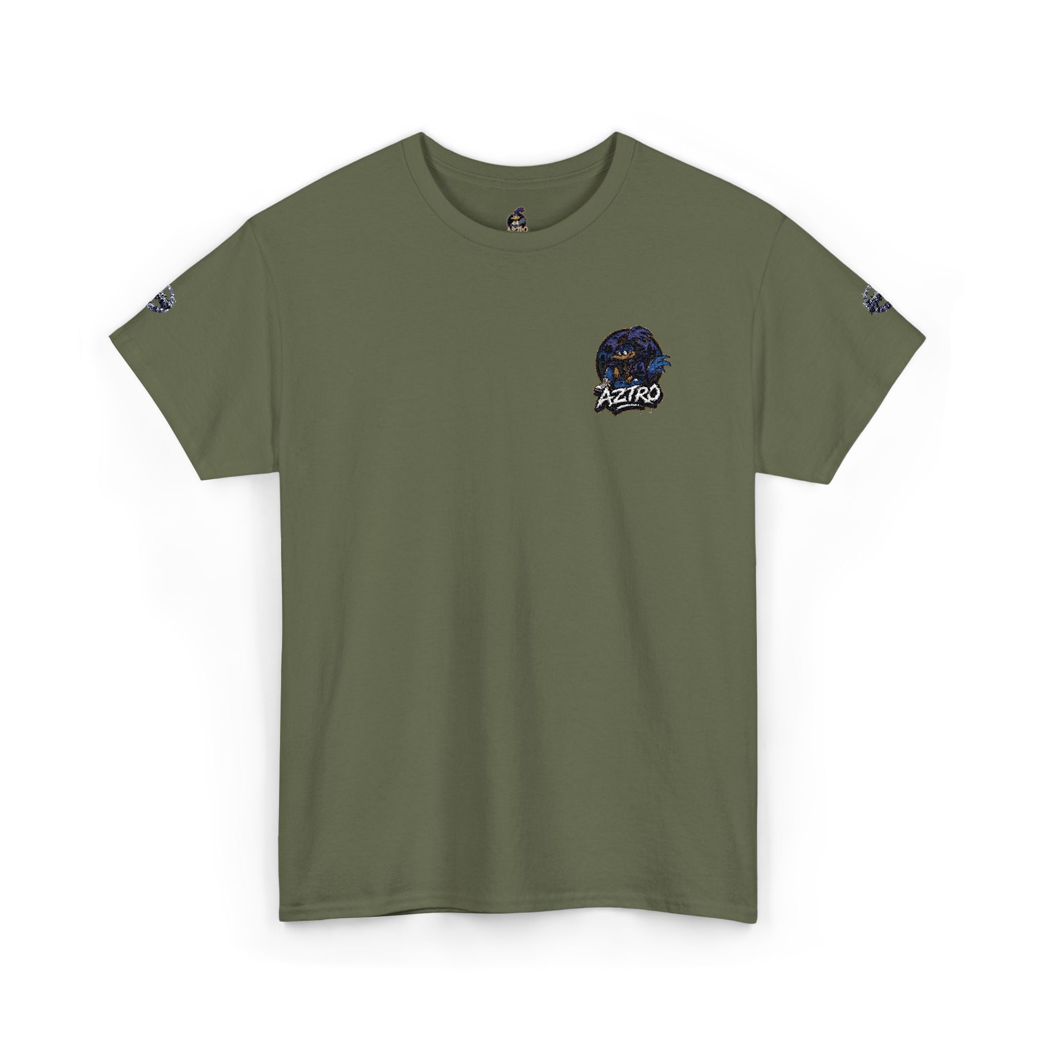 Camiseta de cuello redondo clásica amarilla de AZTRO — Camiseta de algodón lisa