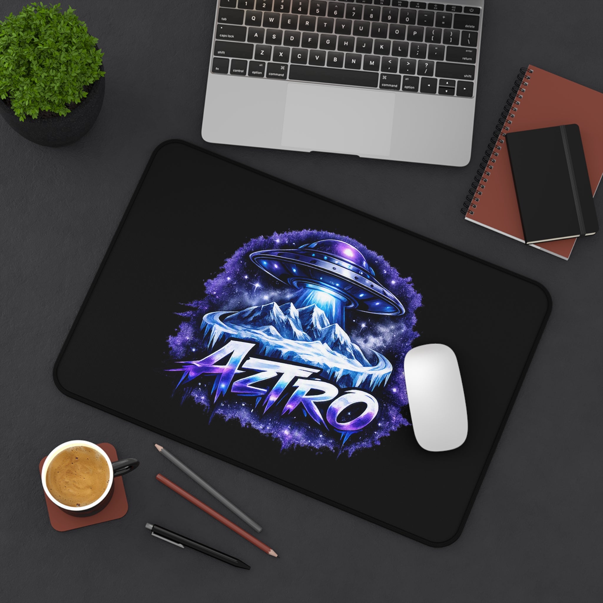 Alfombrilla de escritorio Aztro UFO Mountain — Alfombrilla de ratón galáctica para juegos y trabajo