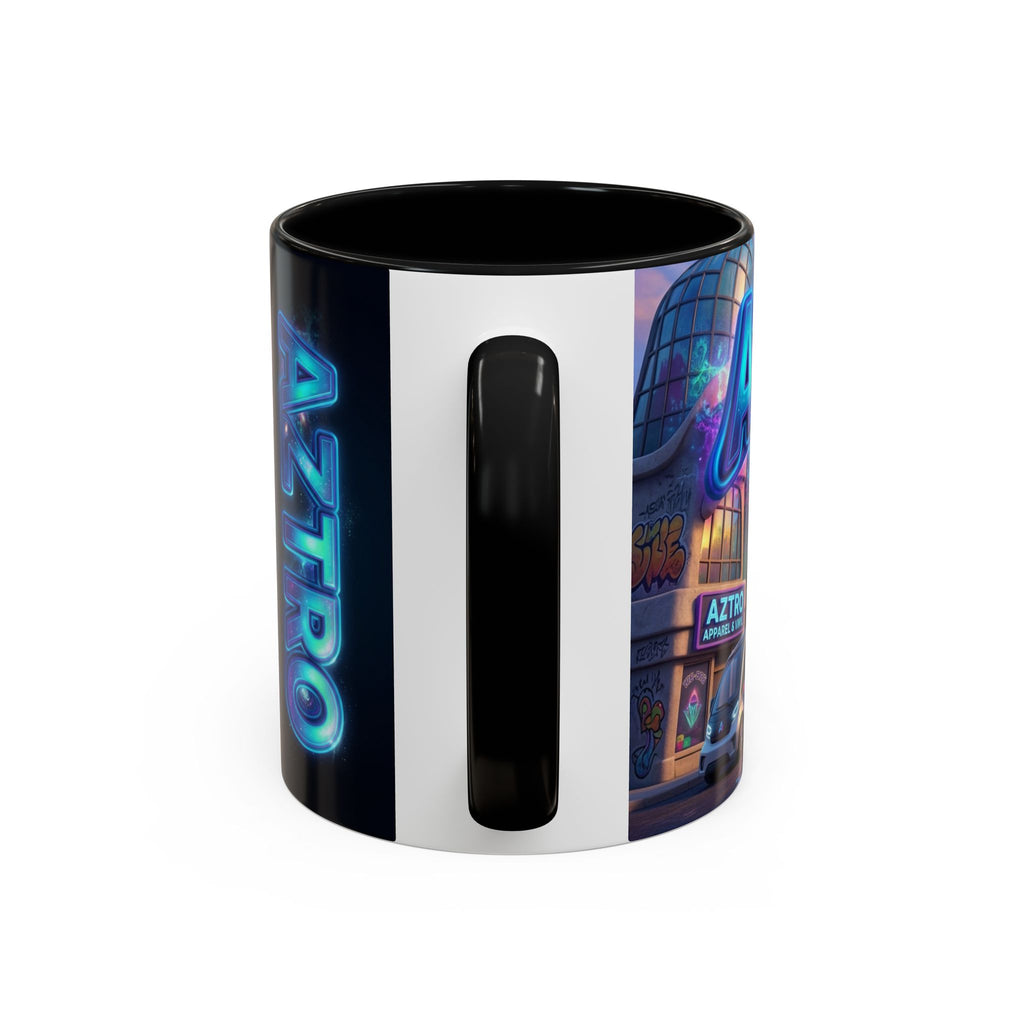 Aztro Labs Fantasy City Coffee Mug — Neon Style Creatures Design