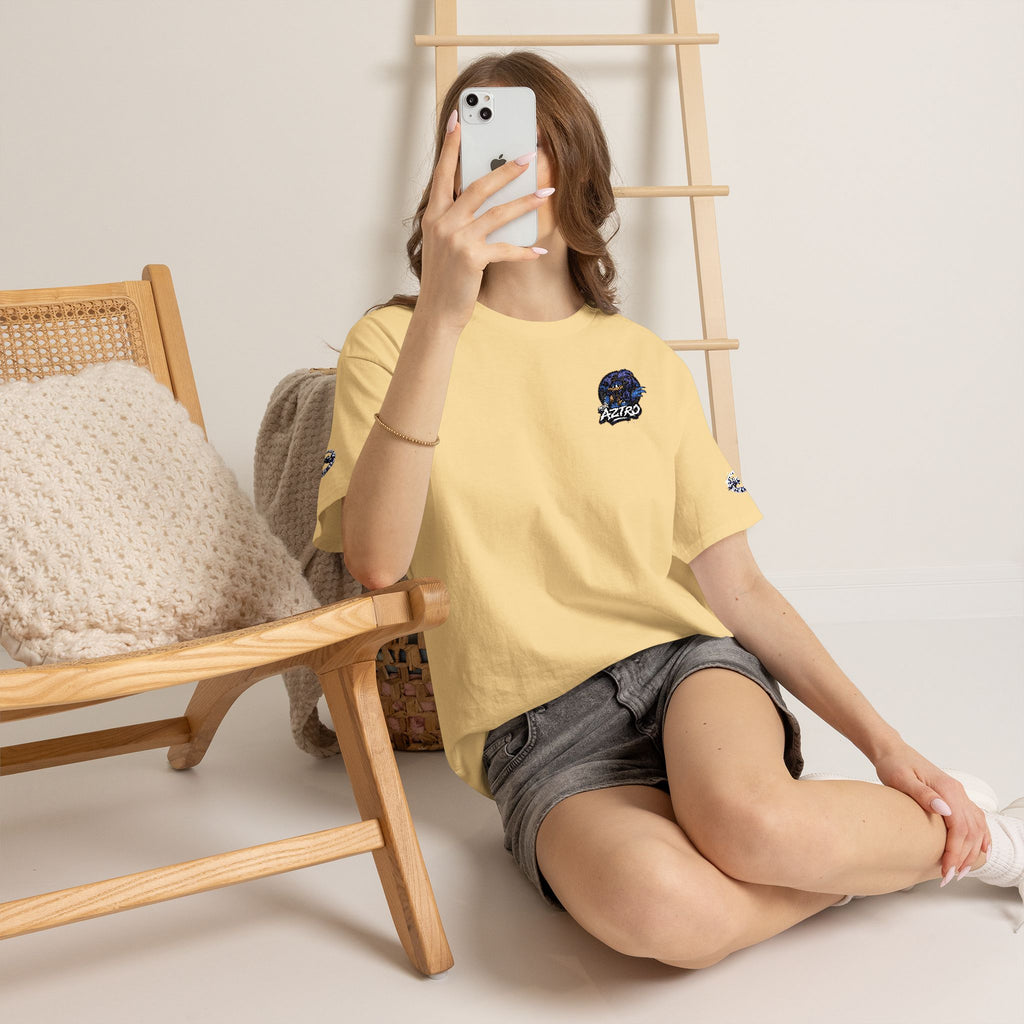 AZTRO Classic Yellow Crewneck T‑Shirt — Plain Cotton Tee