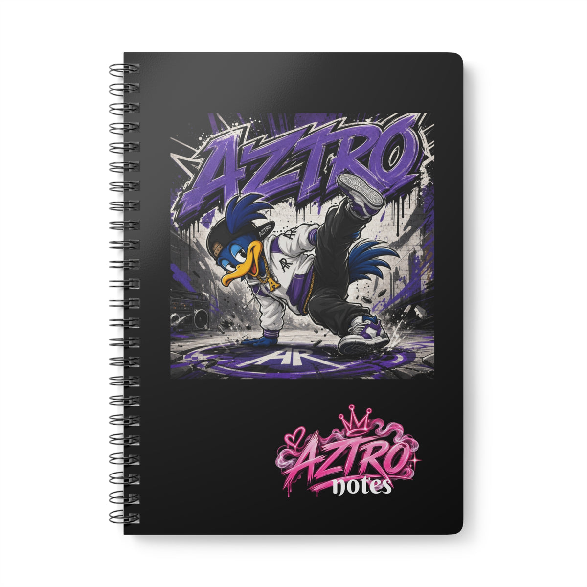 A5 Spiral Notebook — 'AZTRO' Hip-Hop Rooster Street Art Notes