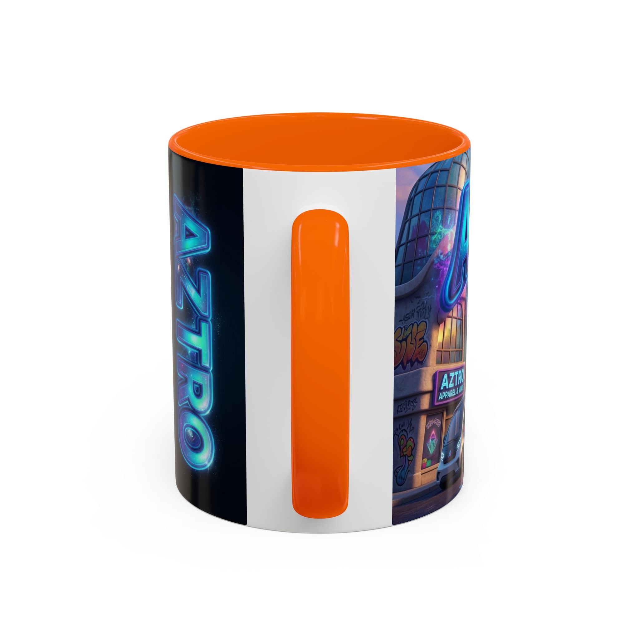 Aztro Labs Fantasy City Coffee Mug — Neon Style Creatures Design