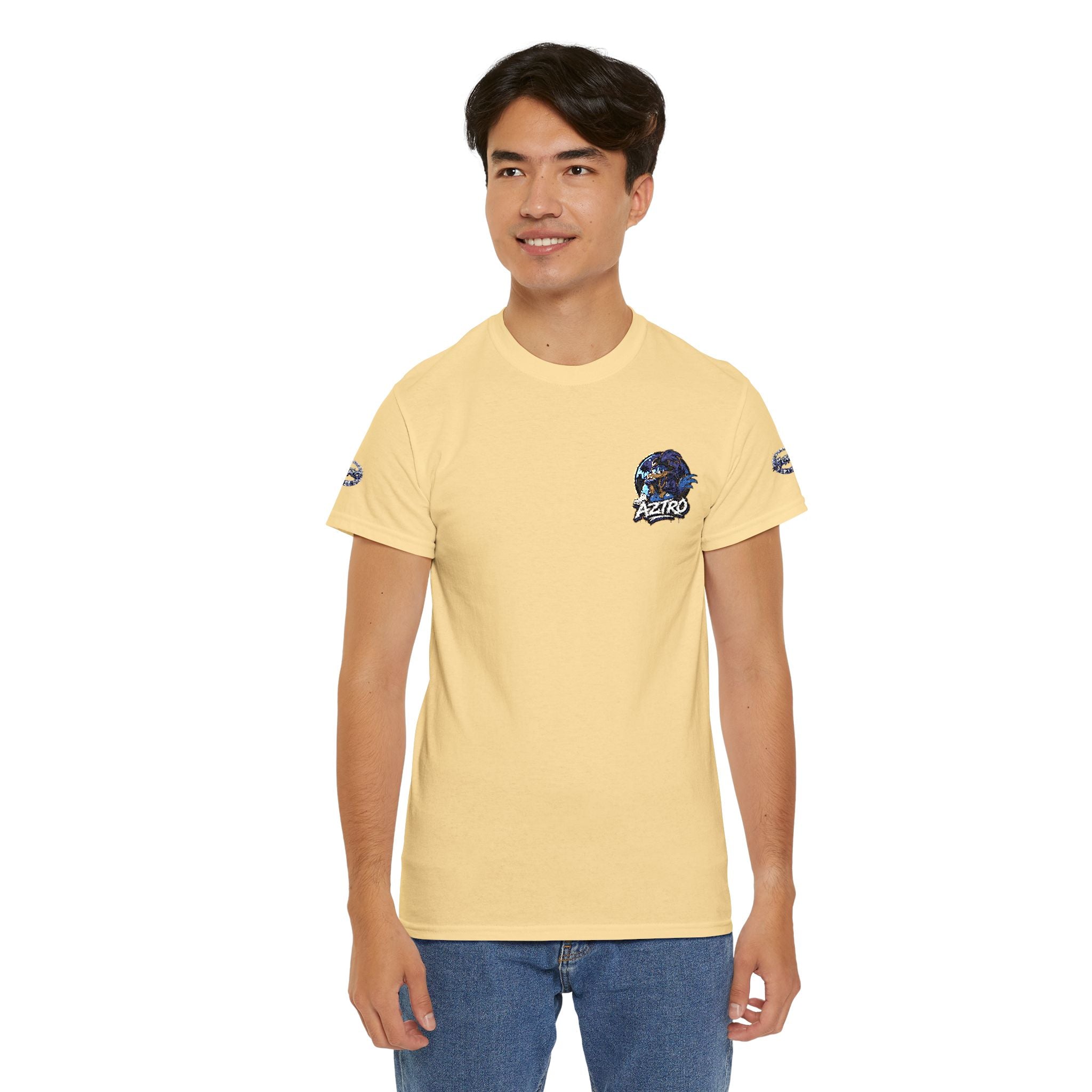 AZTRO Classic Yellow Crewneck T‑Shirt — Plain Cotton Tee