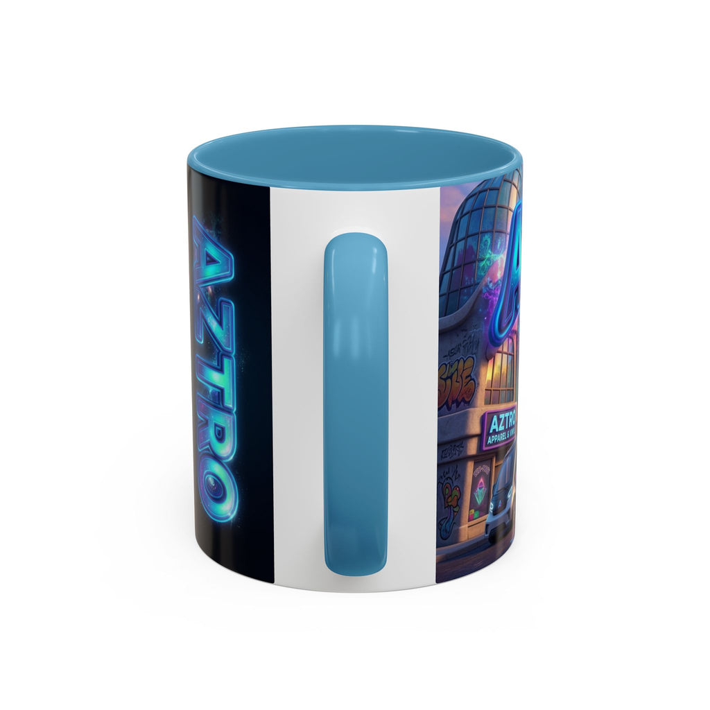 Aztro Labs Fantasy City Coffee Mug — Neon Style Creatures Design