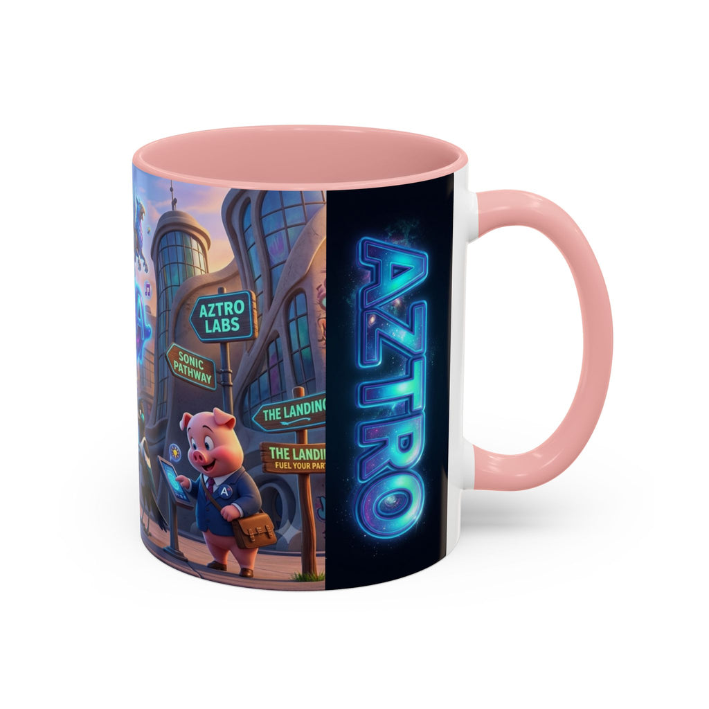 Aztro Labs Fantasy City Coffee Mug — Neon Style Creatures Design