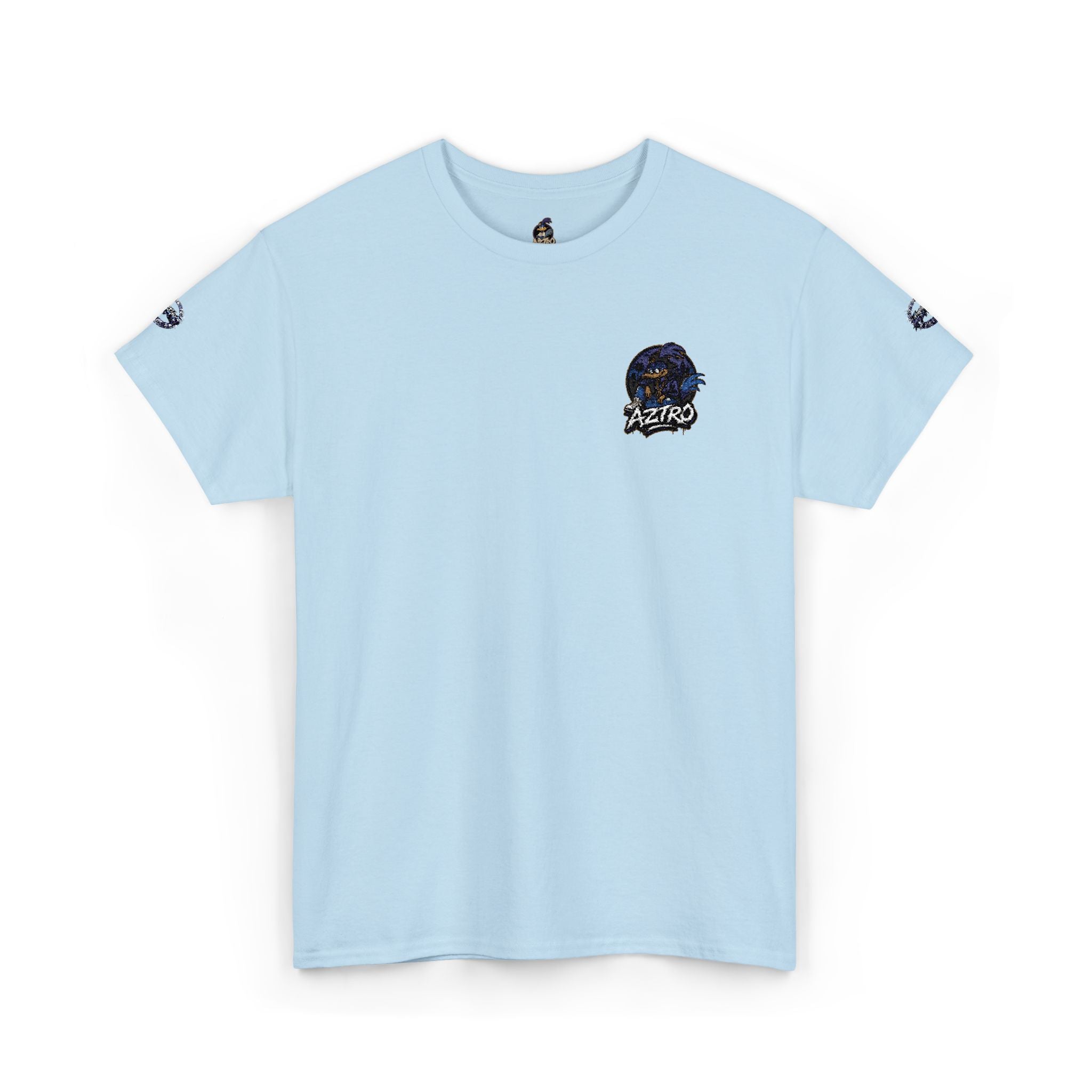 Camiseta de cuello redondo clásica amarilla de AZTRO — Camiseta de algodón lisa