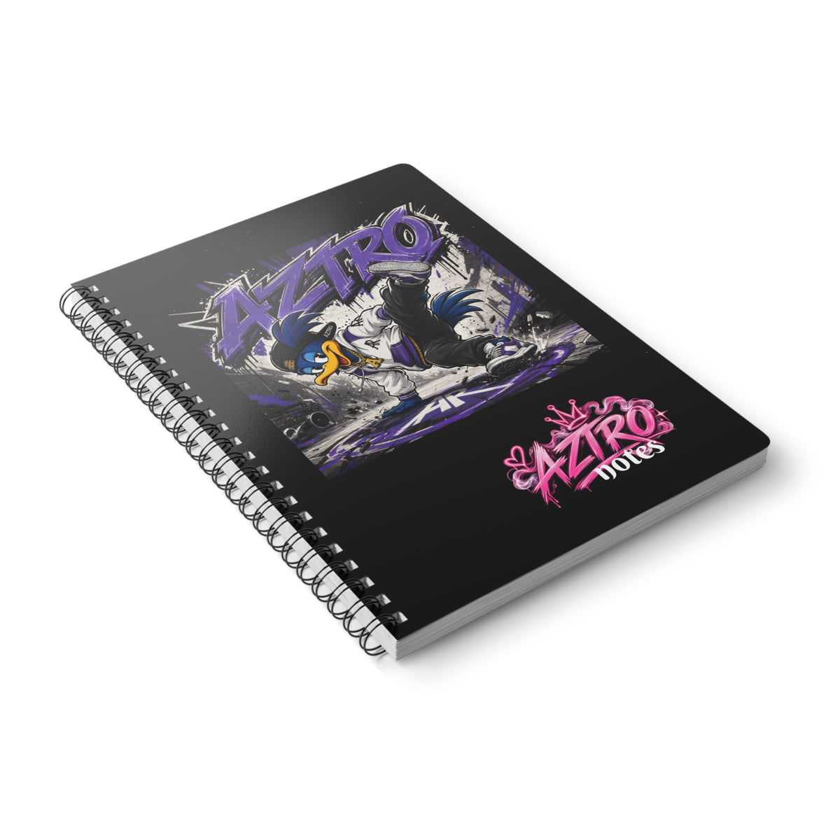 A5 Spiral Notebook — 'AZTRO' Hip-Hop Rooster Street Art Notes