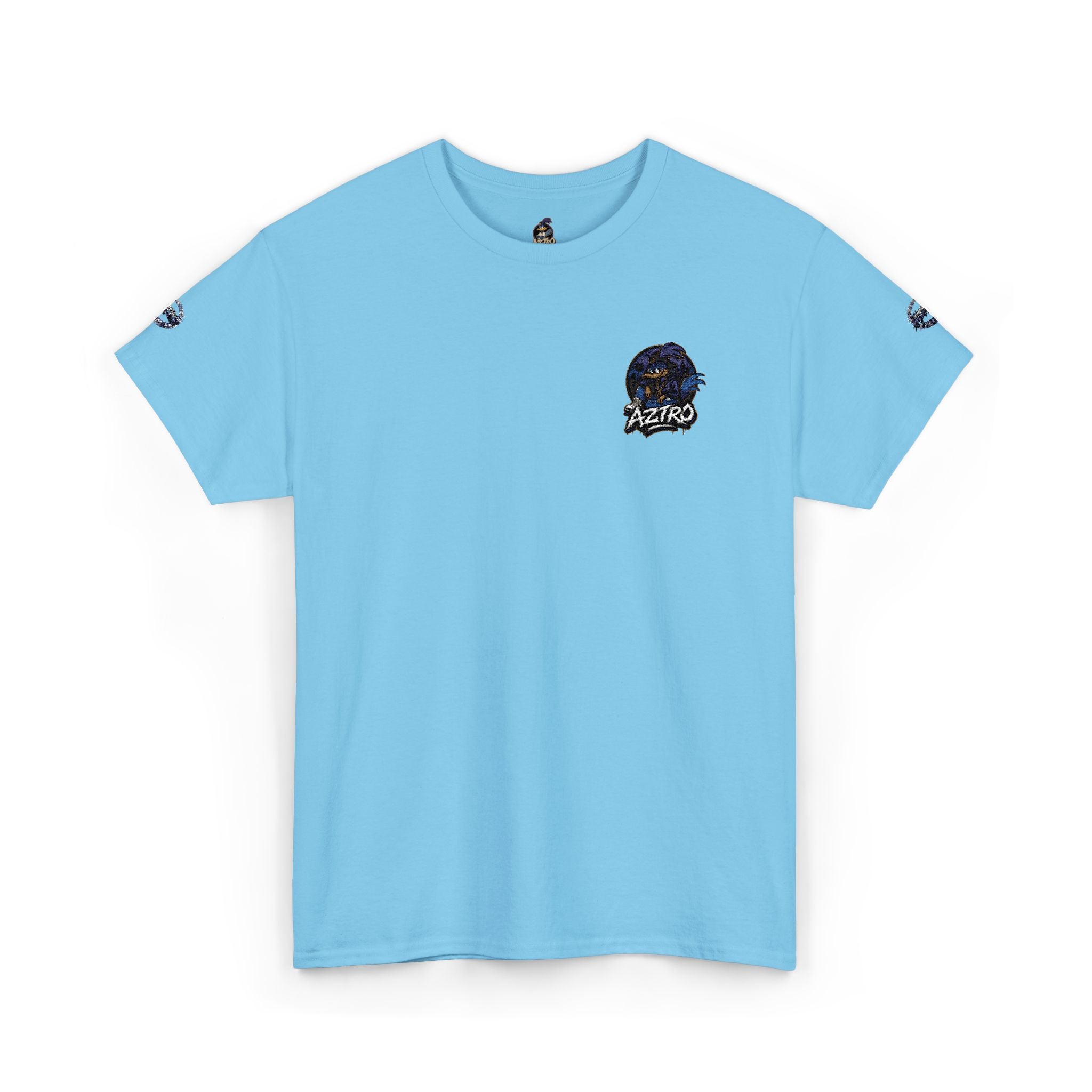 Camiseta de cuello redondo clásica amarilla de AZTRO — Camiseta de algodón lisa
