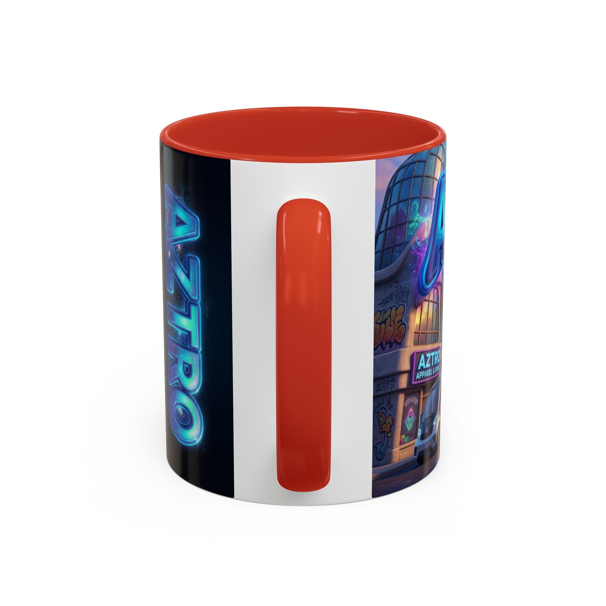 Aztro Labs Fantasy City Coffee Mug — Neon Style Creatures Design